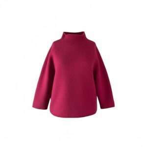 Oversized Boiled Shetland Wool Funnel Neck Sweater