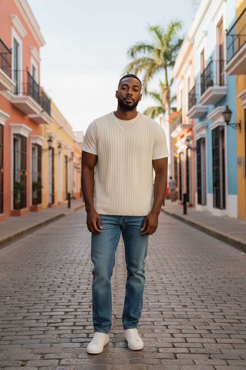 Merino Lambswool Ribbed V Neck Slipover - Image 11