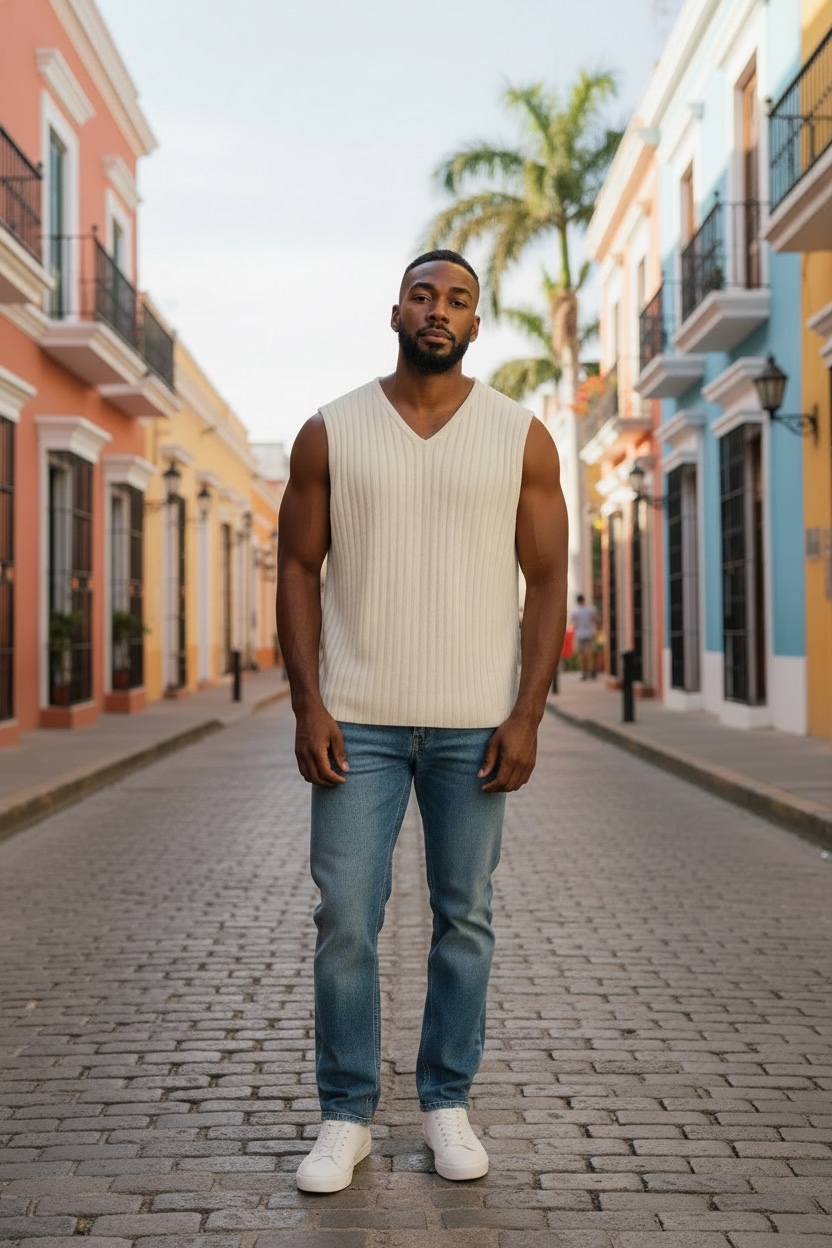 Merino Lambswool Ribbed V Neck Slipover - Image 10