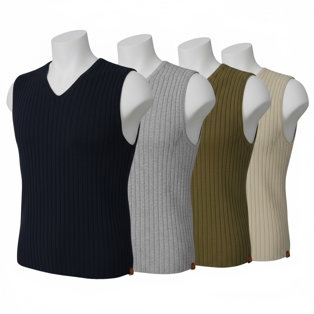 Merino Lambswool Ribbed V Neck Slipover - Image 7