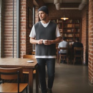 Merino Lambswool Ribbed V Neck Slipover